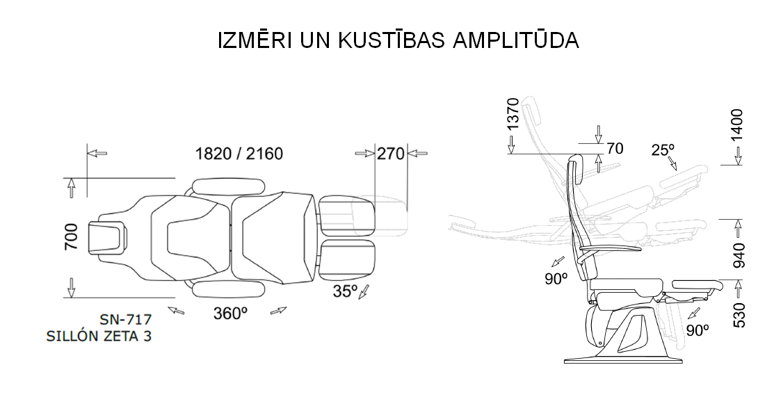 Elektriskais pedikīra krēsls - 3,4 vai 5 motori ZETA